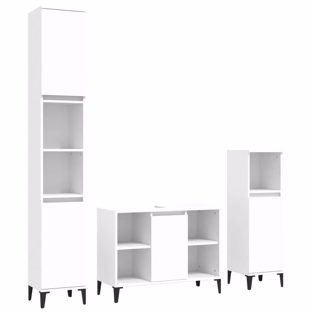 Berkfield Home 3 Piece Modern White Matt Bathroom Furniture Set – 2