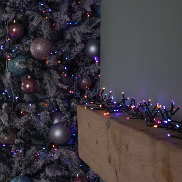 Samuel Alexander 6.2m RGB LED Christmas Cluster String Lights with Timer in Multicolour and Green – 1