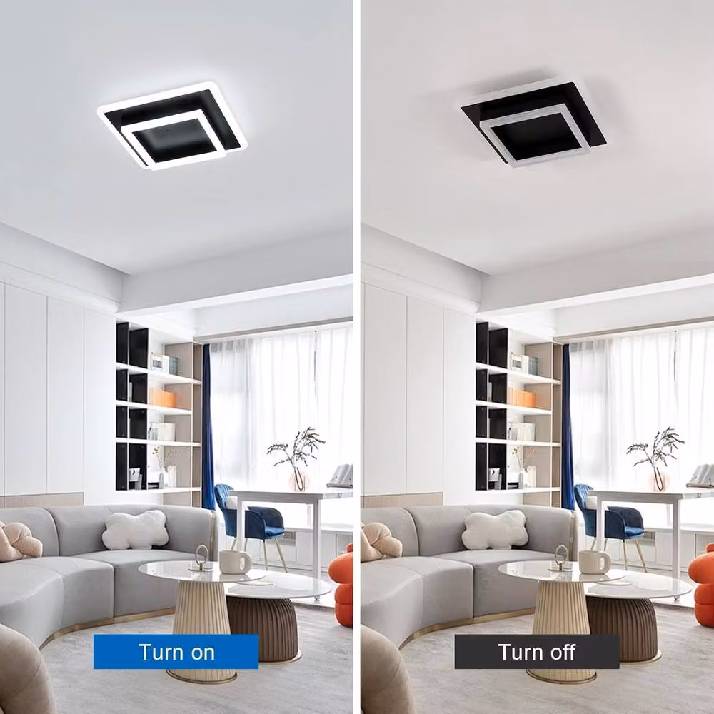Goeco Modern Square LED Ceiling Light, 30W, Black, 6500K Cool White – 6