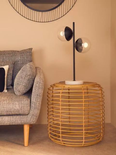 Orsina Round Rattan Side Table in Brown and Gold – 2