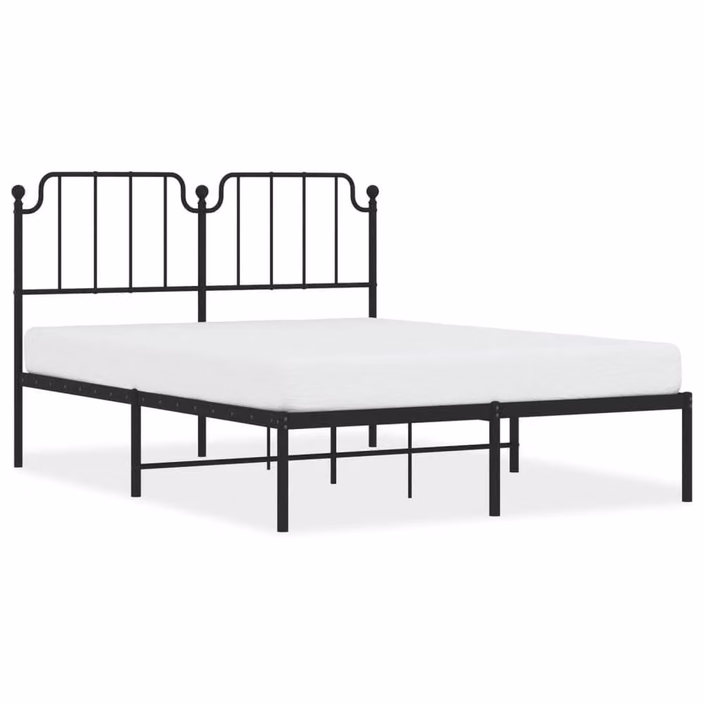 Berkfield Home Metal Bed Frame with Headboard in Black, W/D/H: 150 x 200 cm – 2