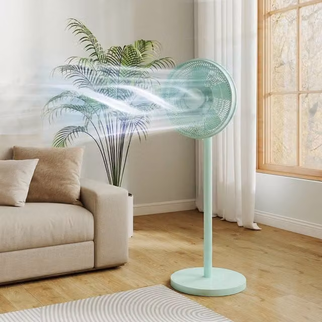 HOMCOM Green Standing Pedestal Fan with Remote Control, Timer and Oscillation, 40 cm