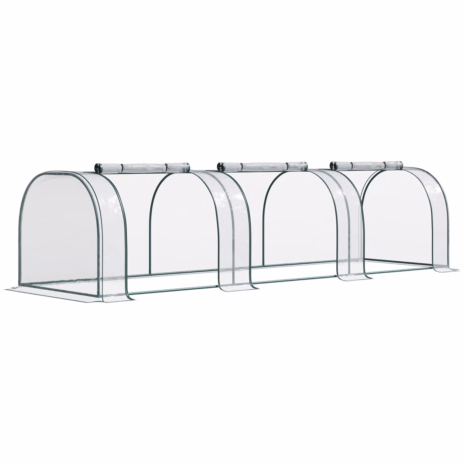 OUTSUNNY Steel Frame Tunnel Greenhouse with Zipper Doors in White and Transparent, W/D/H: 100 x 80 x 100 cm – 2