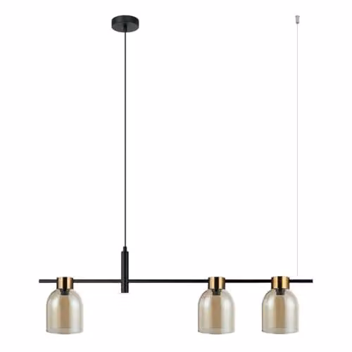 Italux Servio Modern Bar Pendant Ceiling Light in Black with Transparent Glass E14