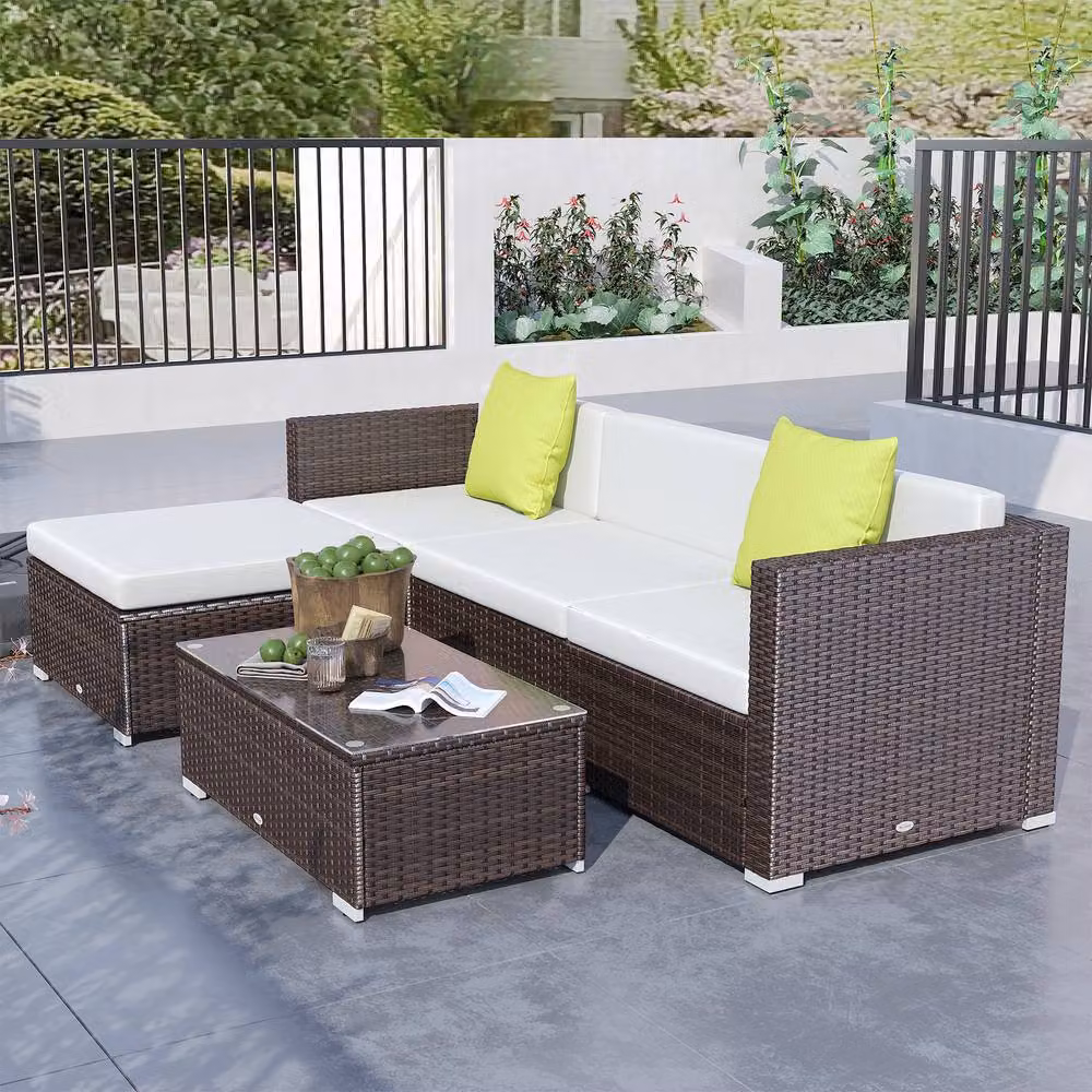 STILVORA 4-Seater Modular Sofa in Beige with Rattan and Metal Design – 2