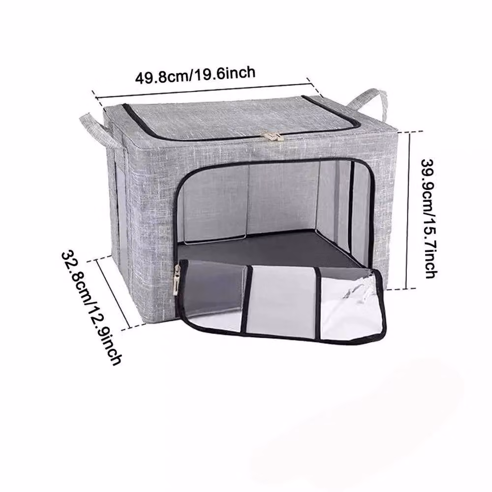 KORVIXA 6-Piece Set of 66L Folding Storage Boxes in Grey with Steel Frame – 2