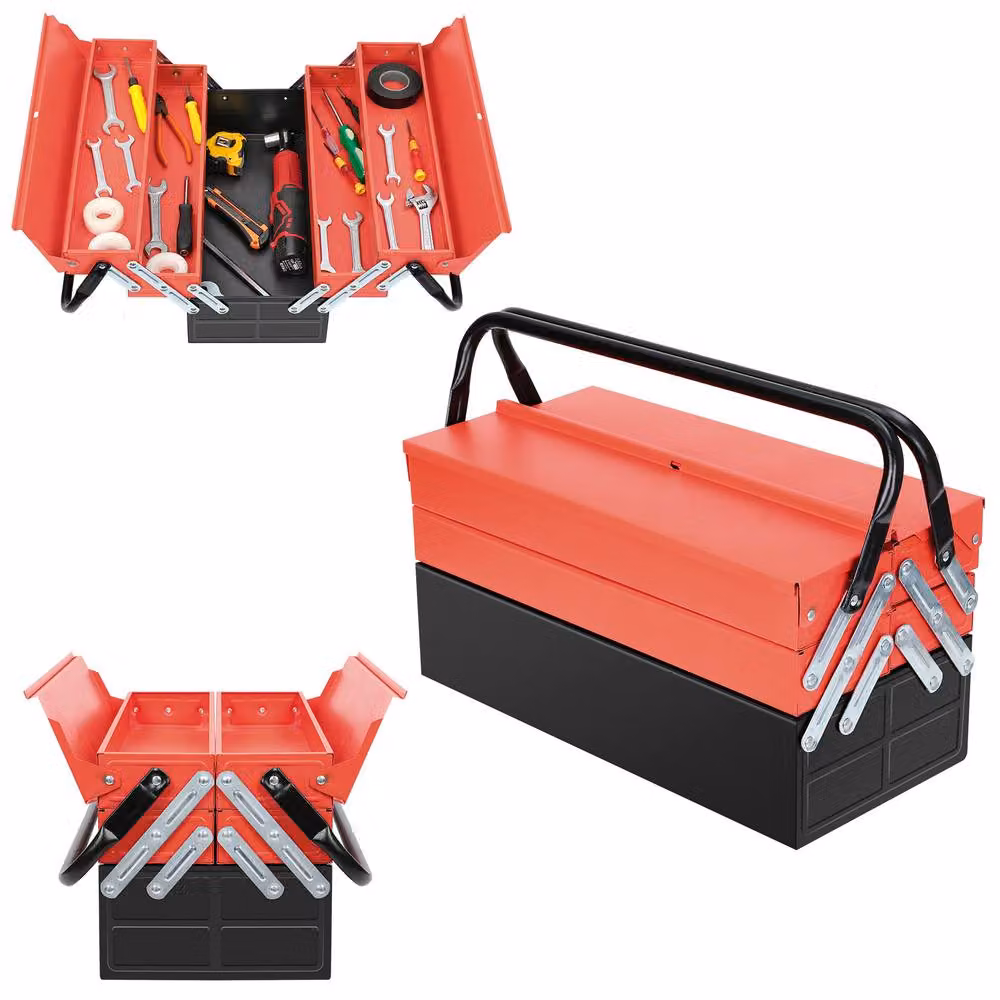 Dprodo Multi-Function Metal Cantilever Folding Tool Box with Inserts, Red, W: 60 cm – 8