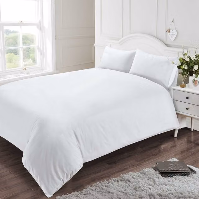 Rapport Home 400 Thread Count Plain White Cotton Fitted Sheet, W/D: 140 x 200 cm