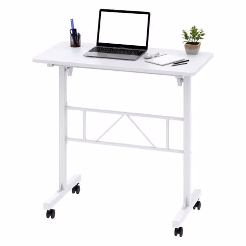 Levede Height Adjustable Mobile Standing Desk in White, W/D/H: 80 x 40 x 75 cm – 1