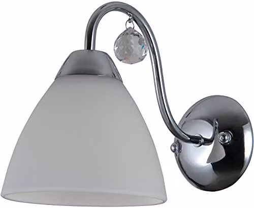 Italux Netlighting Modern Stylised Wall Lamp in Chrome and White with E27 Glass Shade