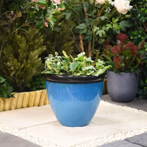Garden Gear Elegant Bell Glazed Planter in Sky Blue, Diameter: 39.5 cm, Height: 34 cm – 2