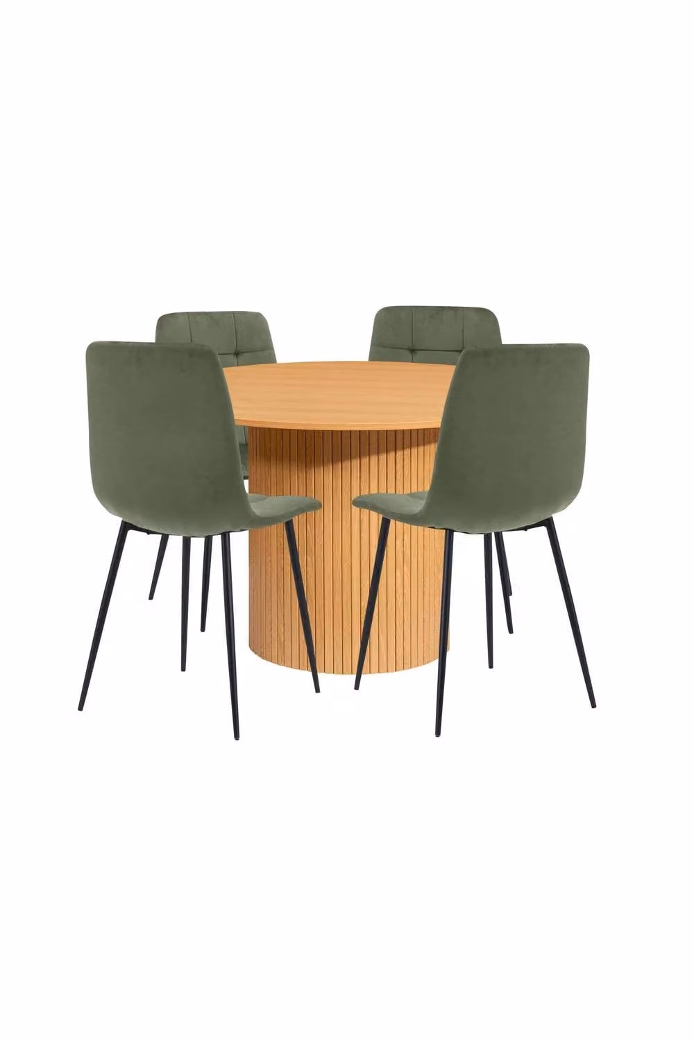 Birlea Axel Round Fluted Dining Table and 4 Chairs Set in Brown – 2