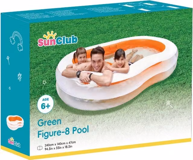 Sunclub Figure 8 Inflatable Childrens Pool, Orange, W/D/H: 140 x 140 x 47 cm