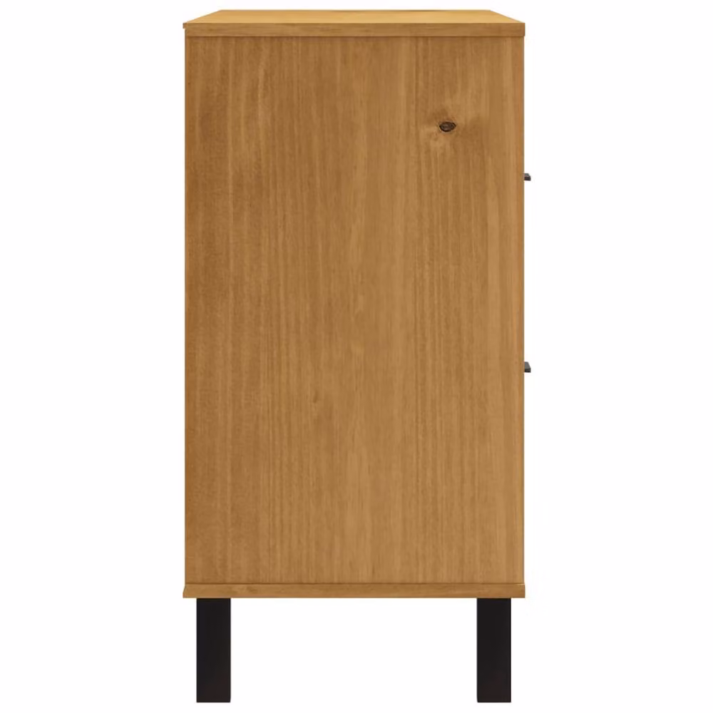 Berkfield Home FLAM Sideboard with Glass Door in Brown Solid Pine Wood, W/D/H: 110 x 40 x 80 cm – 4