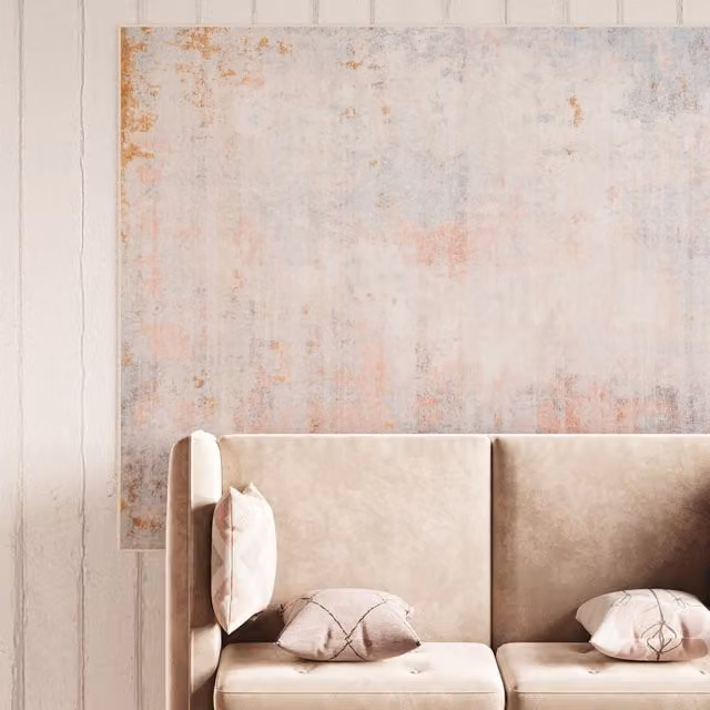 The Rug House Abstract Modern Washable Area Rug in Pink and Beige, W: 60 cm, L: 240 cm