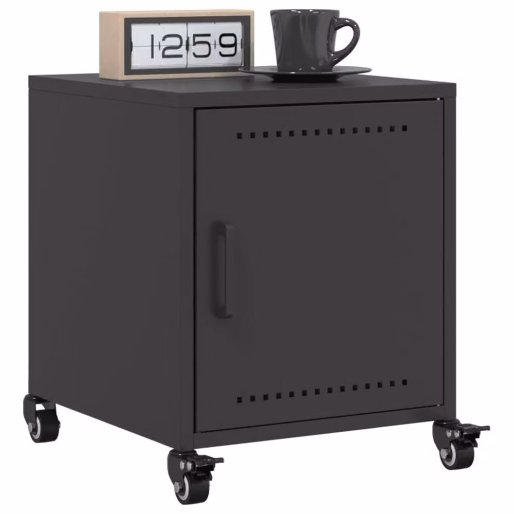 Berkfield Home Set of 2 Black Metal Bedside Cabinets W/D/H: 36 x 39 x 43.5 cm – 3