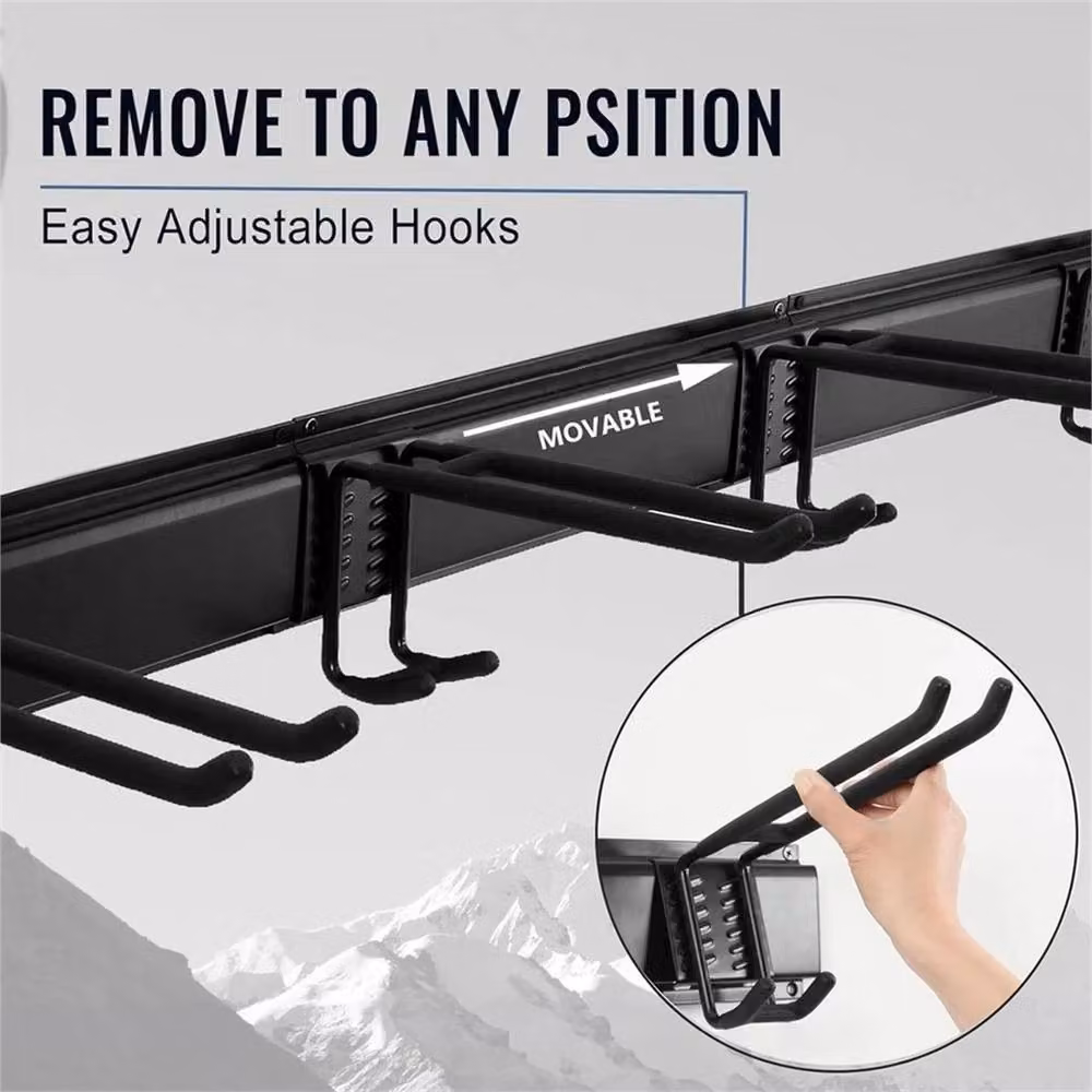 Nordara 3x Garage and Garden Tool Rack Shed Hooks in Black Steel, W: 100 cm, H: 90 cm – 5