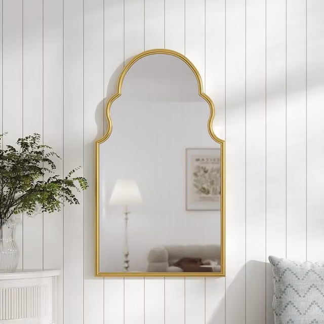 Komore Modern Gold Metal and Glass Decorative Wall Mounted Mirror