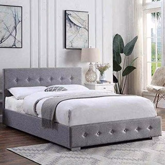 Home Treats Single Lift Up Ottoman Storage Bed Frame in Grey Upholstered Fabric