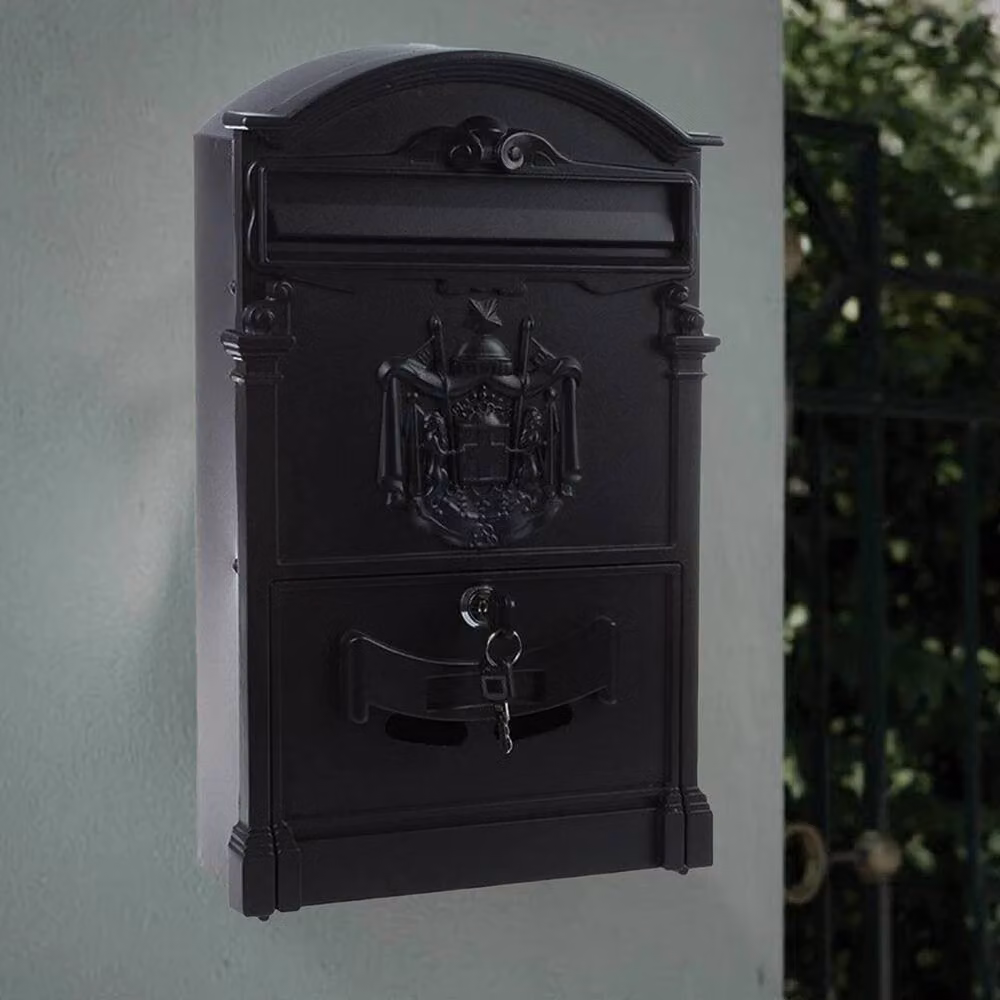 Hinsinc Large Vintage Outdoor Lockable Letters Post Box in Black – 5