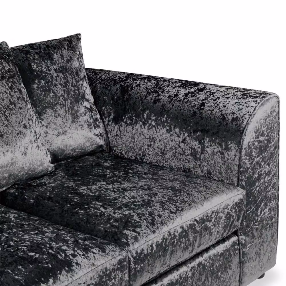 SNUG FURNITURE BIRMINGHAM LTD Black Crushed Velvet 3 Seater Scatterback Sofa with Included Scatter Cushions – 2