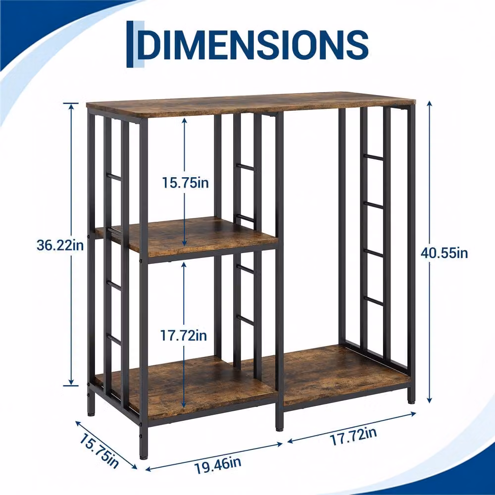 London Boutique 3-Tier Baker's Rack, Brown Coffee Bar and Microwave Stand Kitchen Storage Shelf – 6