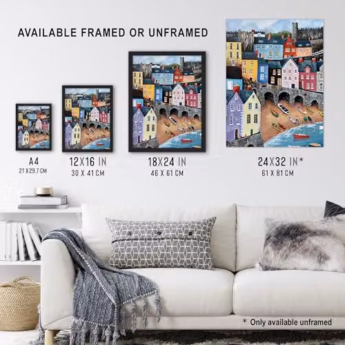 Artery8 Tenby Harbour Beach Coastal Townscape Wall Art Poster Print, Multicolour, W: 46.0 cm, H: 61.0 cm – 3