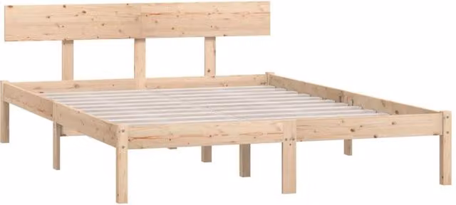 Berkfield Home Modern Solid Wood Pine Bed Frame in Beige, W/D/H: 120 x 200 cm – 1
