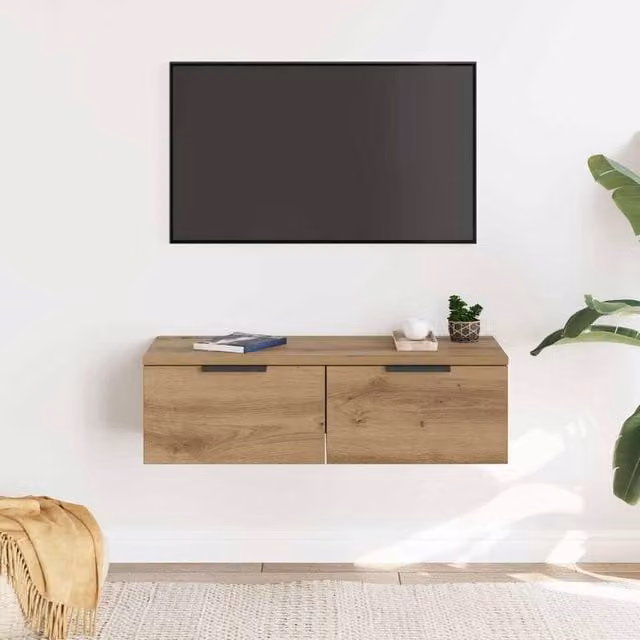 Berkfield Home Artisan Oak Wall Cabinet in Brown, W: 68 cm, D: 30 cm, H: 20 cm – 1