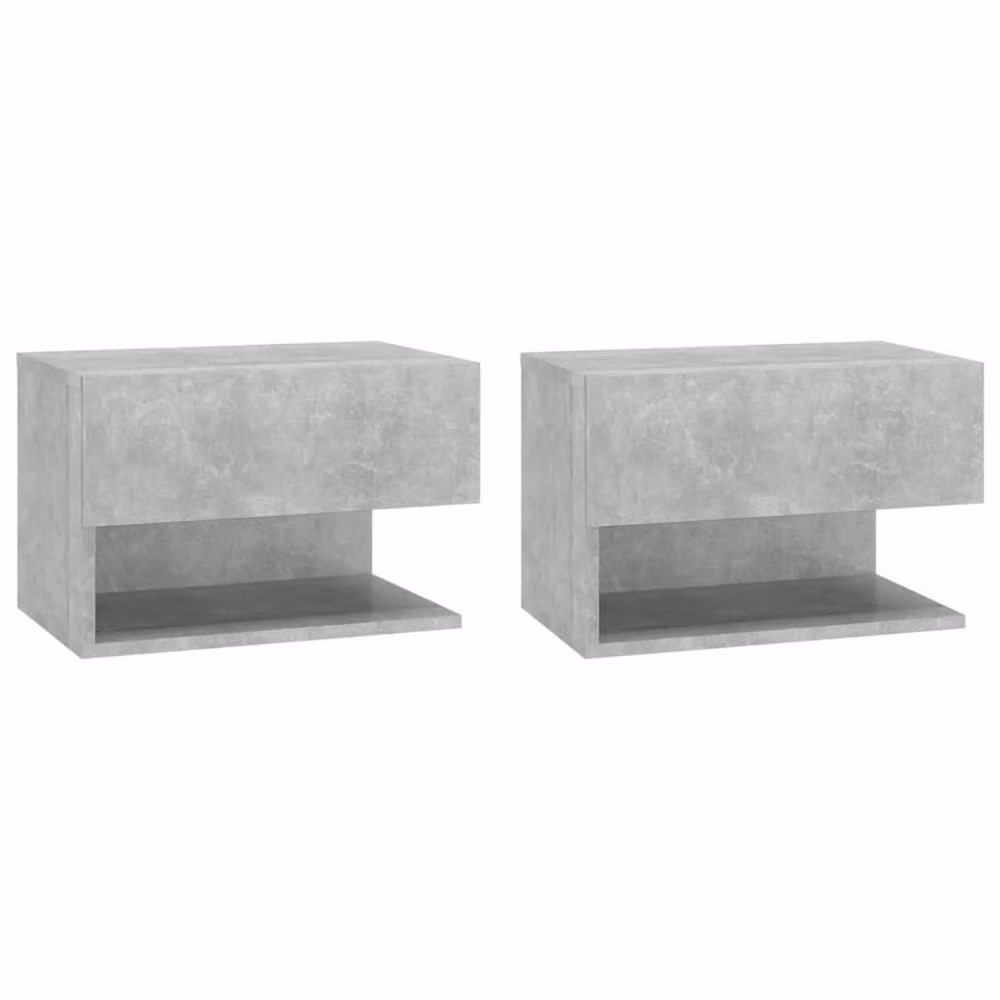 Berkfield Home Set of 2 Wall-mounted Bedside Cabinets in Concrete Grey – 2