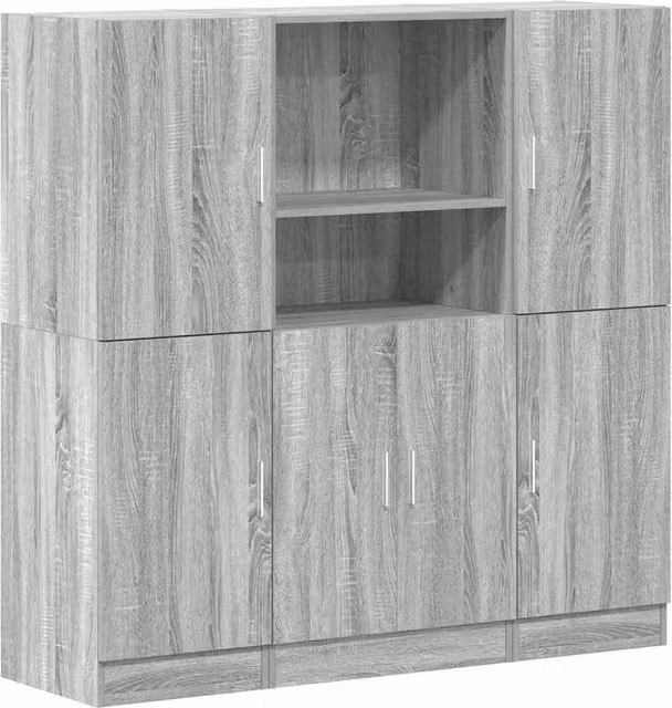 Berkfield Home 3 Piece Modern Grey Kitchen Cabinet Set in Matt Engineered Wood
