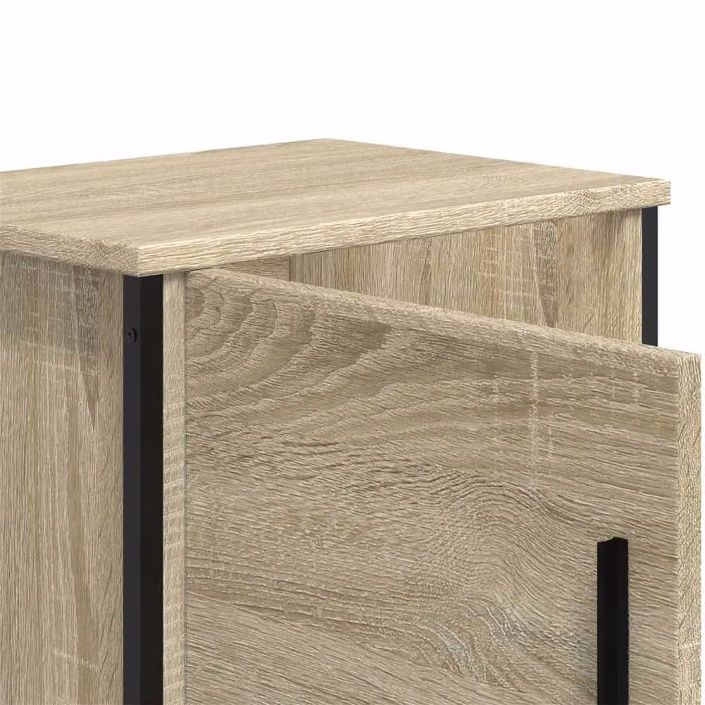 Berkfield Home Modern Bedside Cabinets, 2 Piece Set in Sonoma Oak and Light Tan, W/D/H: 40 x 30 x 40 cm – 5