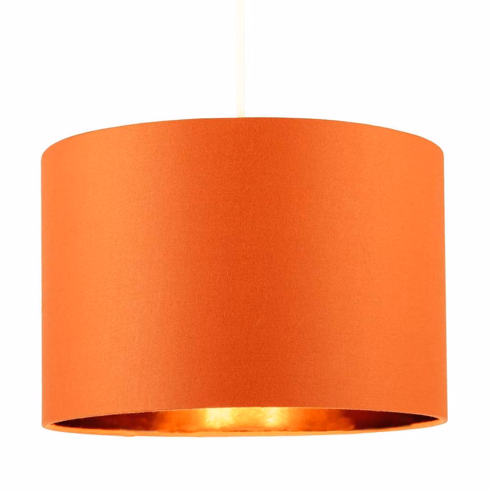 Happy Homewares Contemporary Orange Cotton Cylinder Lamp Shade for Table Base or Pendant Lights, Diameter: 30 cm – 2