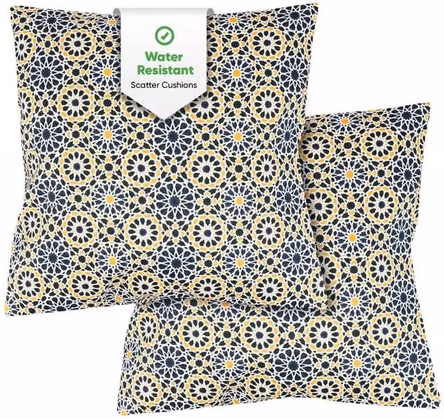 Gardenwize Casablanca Pack of 2 Moroccan Graphic Cushion Covers, Blue and Multicolour, W/D/H: 45 x 45 x 45 cm