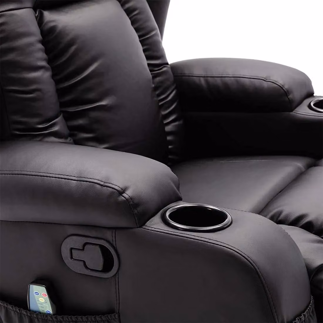 SquareBoxx Constantine 10-in-1 Massage Armchair Recliner in Black Synthetic Leather – 2