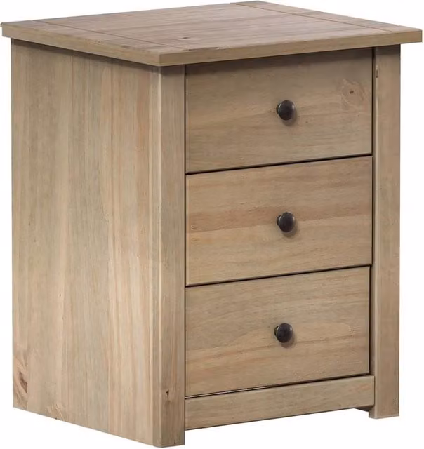Nordara 3 Drawer Bedside Chest in Natural Brown Waxed Oak