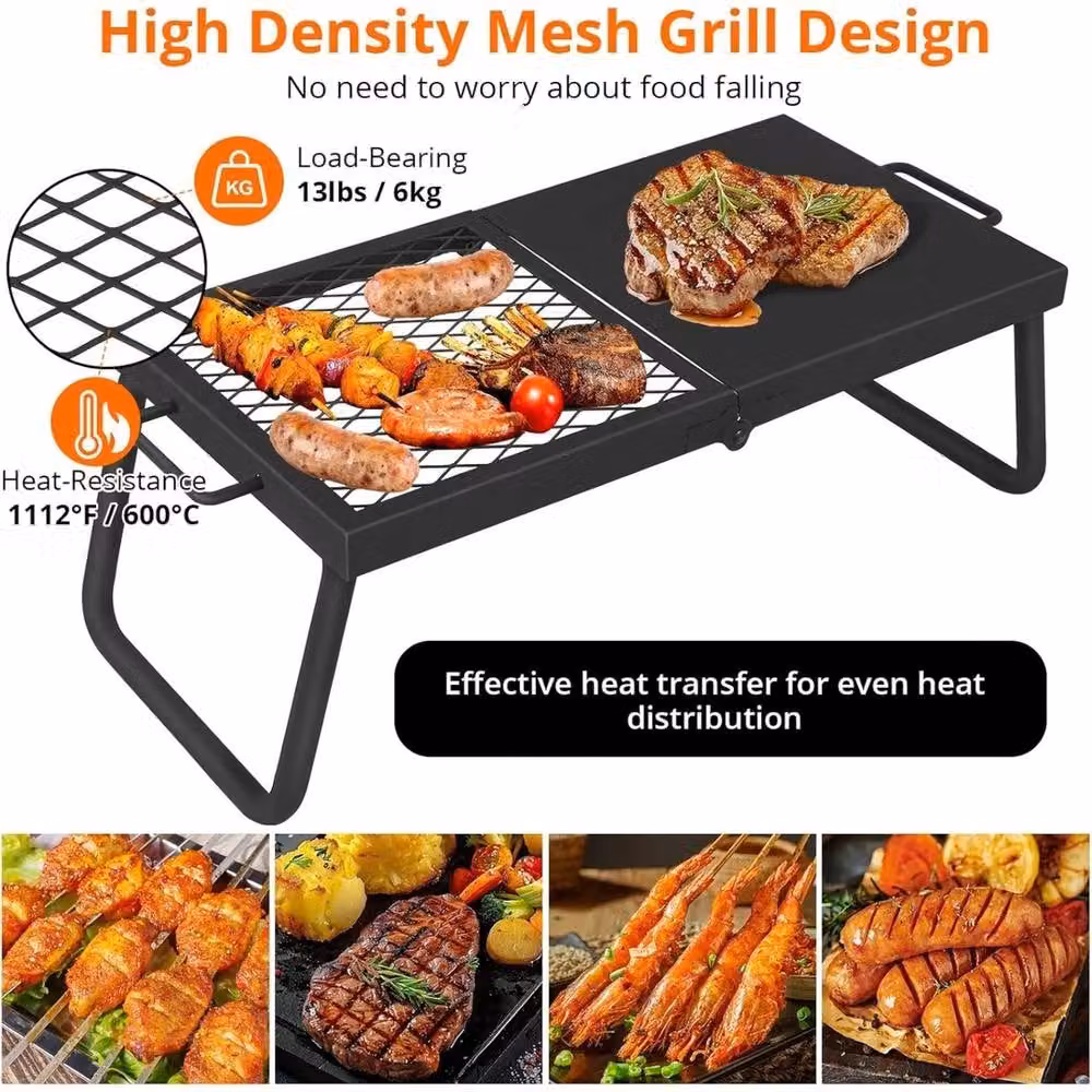 VOGREX Portable Alloy Steel Charcoal Fire Pit Grill in Black, W: 57 cm, D: 28 cm, H: 22.86 cm – 6