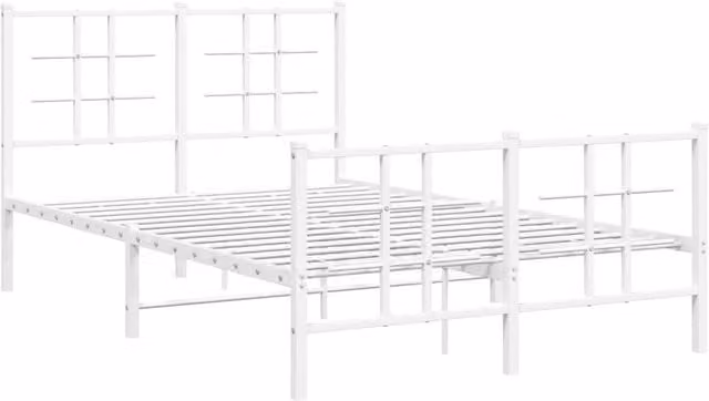 Berkfield Home Metal Bed Frame with Footboard, White, W/D/H: 120 x 200 cm – 1
