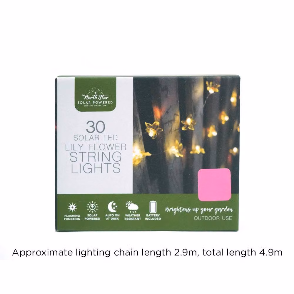 Voltico 30 Solar LED Lily Flower String Lights in Pink – 2