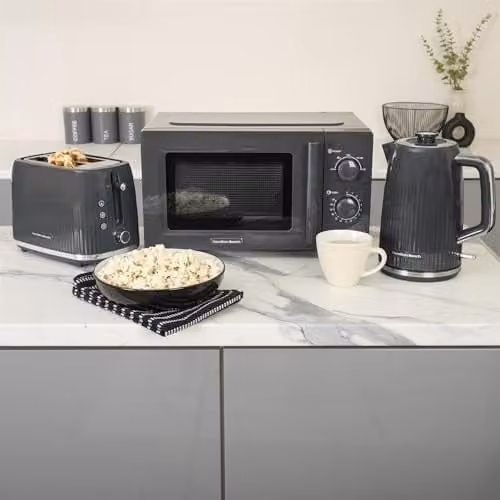 Hamilton Beach Miami Kitchen Set in Charcoal Grey including 1.7L Kettle, 2-Slice Toaster and 20L Microwave Oven – 2