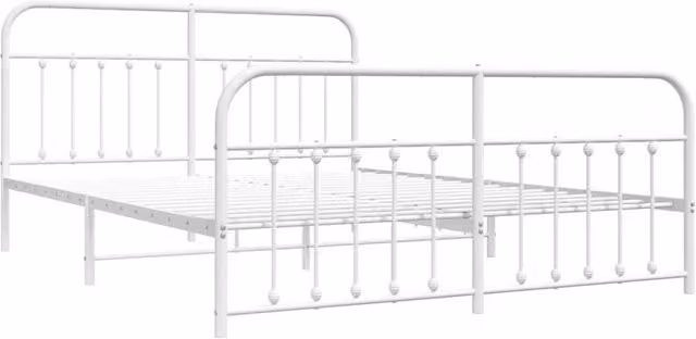 Berkfield Home Metal Bed Frame with Headboard and Footboard in White – 1