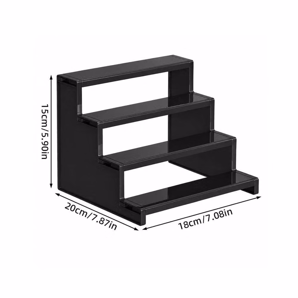 EONLION 4 Tier Step Display Stand Organizer Riser Shelf, Black – 2