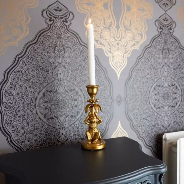 Madison & Mayfair Gold Monkey-Inspired Metal Taper Candleholder – 2