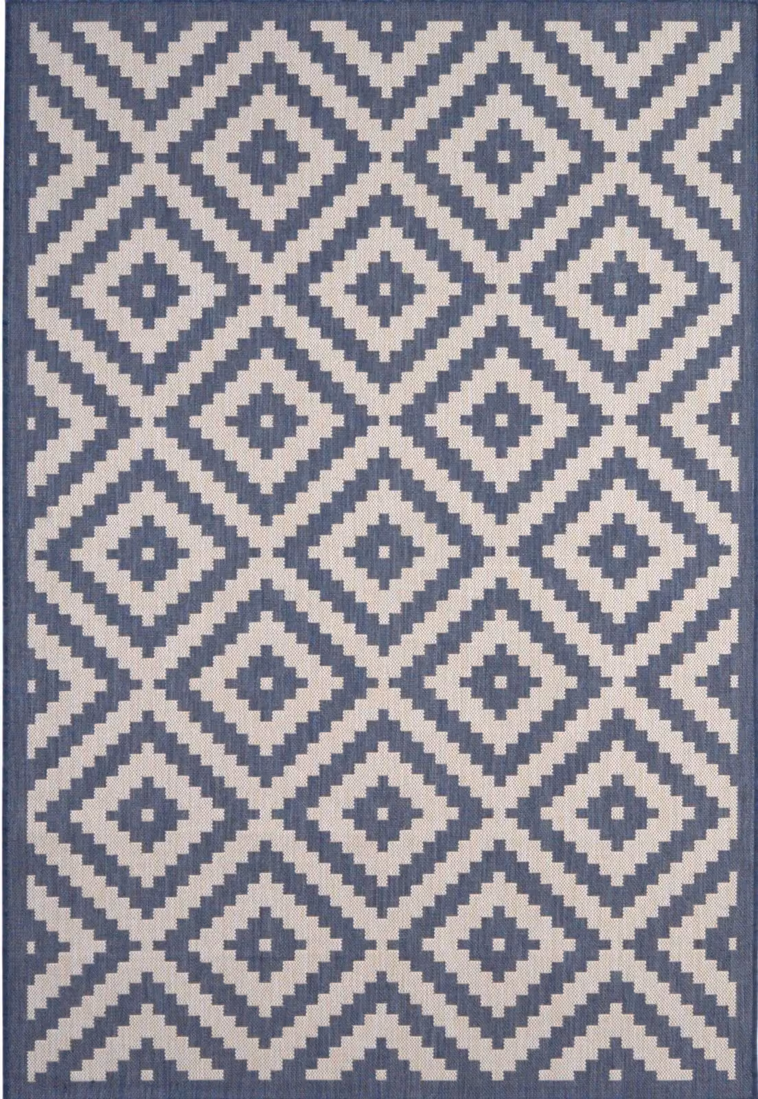 THE RUGS Geometric Diamond Indoor Outdoor Rug, Blue and White, W/D/H: 120 x 170 cm – 2