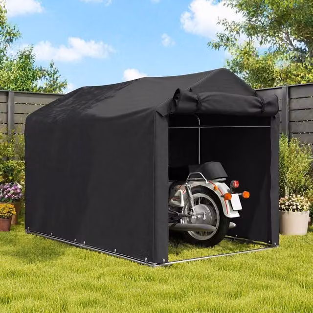 STILVORA Garden Storage Shed with Roll-up Door, Black – 1