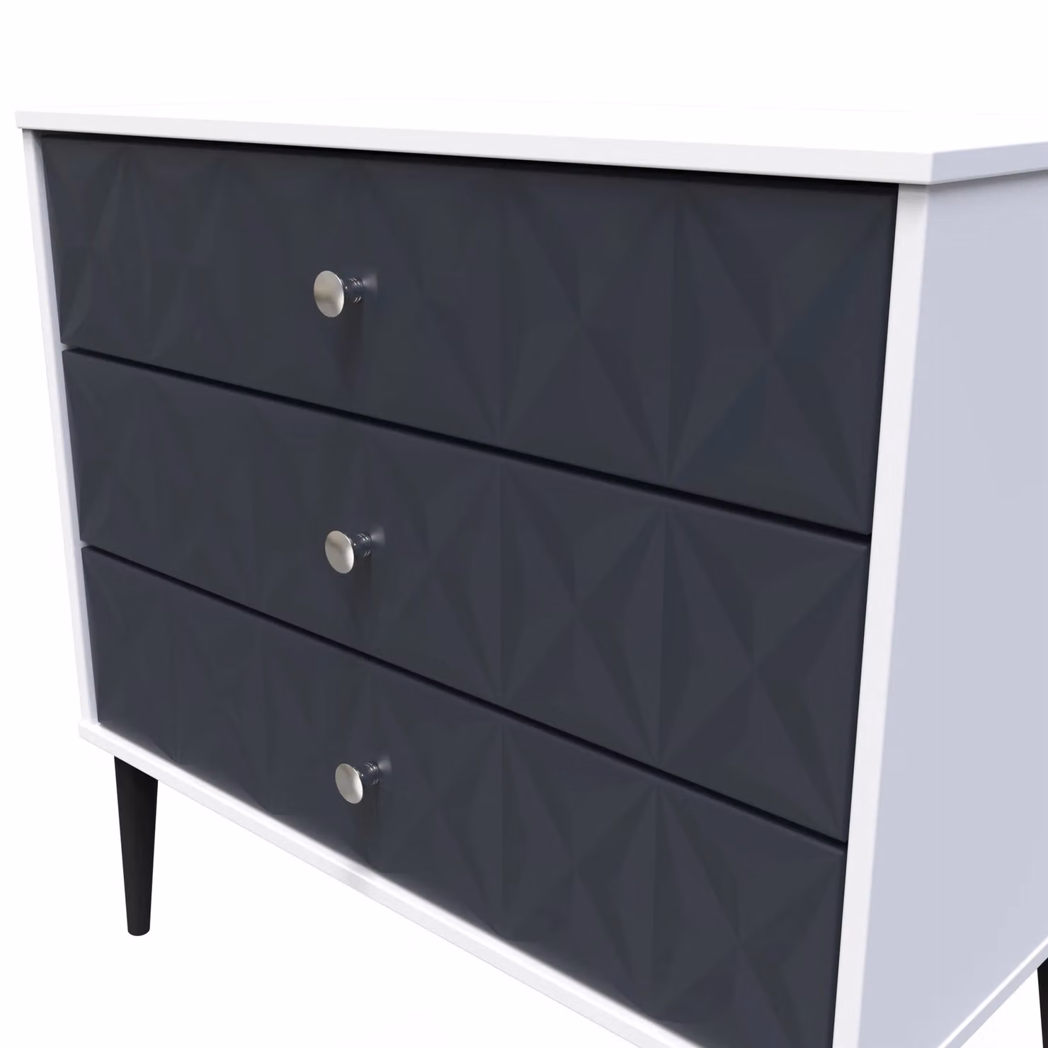 Ready Assembled 2 U Toledo 3 Drawer Chest in Dark Blue and Black – 3