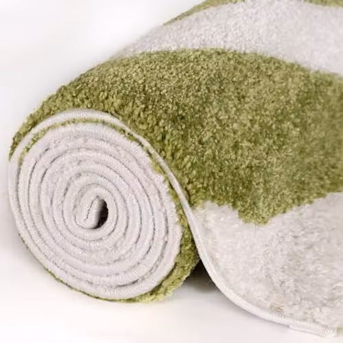 THE RUGS Joli Modern Striped Area Rug in Green and White, W/D/H: 170 x 120 x 2 cm – 5