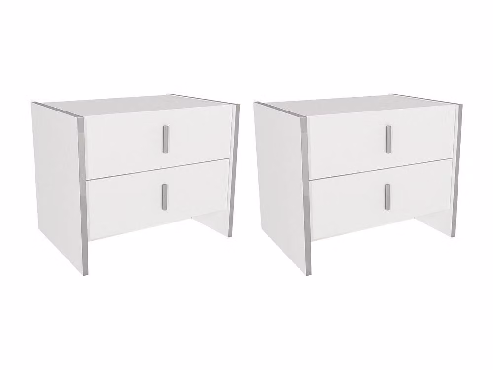 Vente-unique Cadeba Set of 2 White Bedside Tables with 2 Drawers – 2