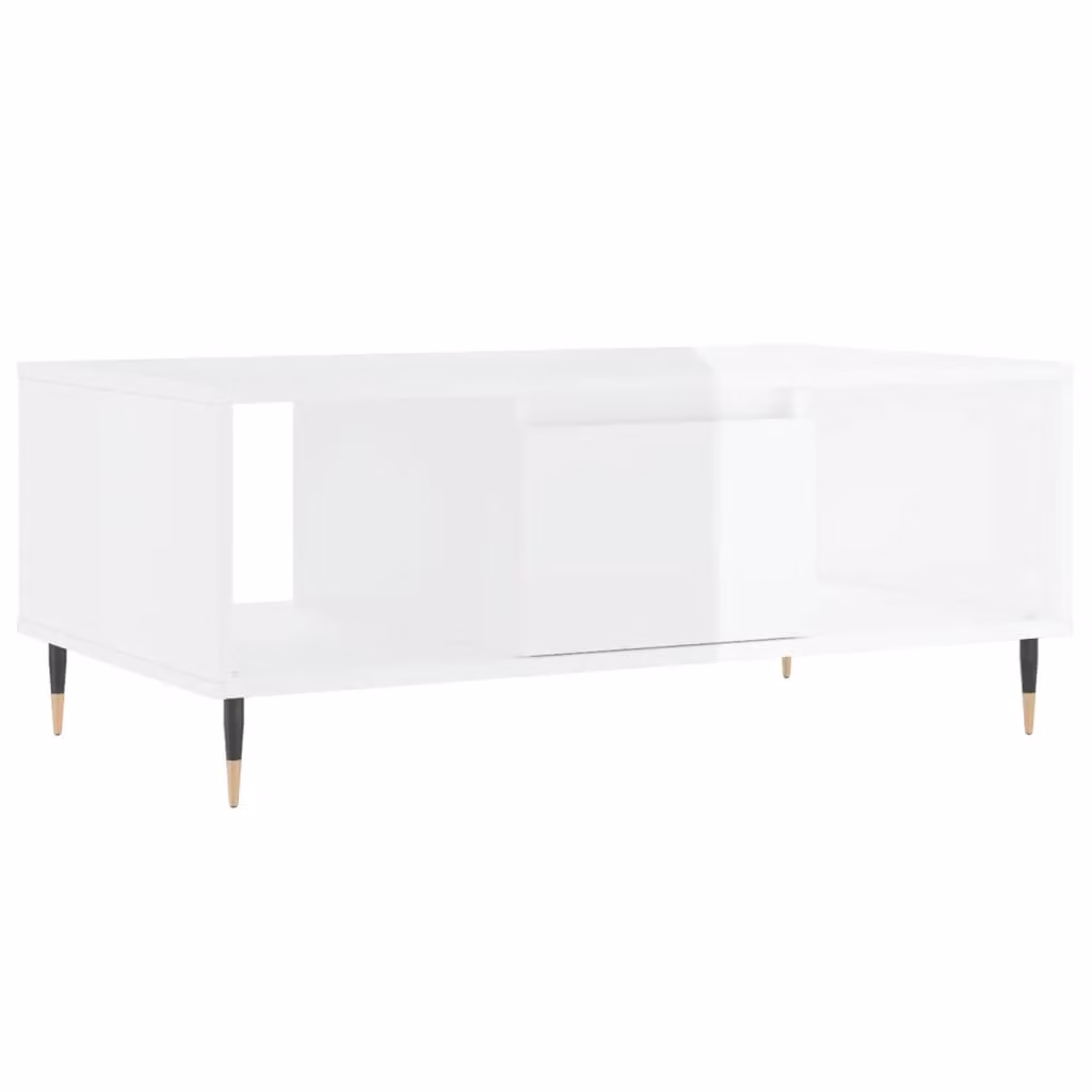 Berkfield Home High Gloss White Rectangular Coffee Table W: 90 cm, D: 50 cm, H: 36.5 cm – 2