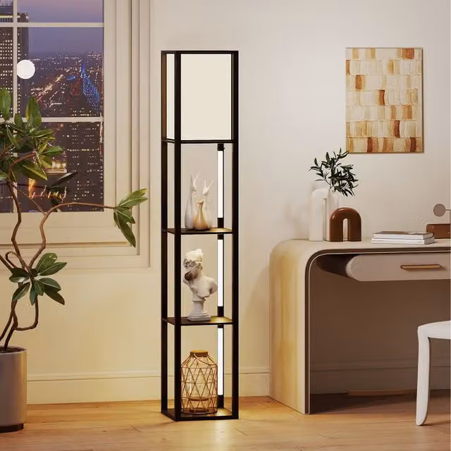 COSTWAY Modern Adjustable LED Floor Lamp in Black